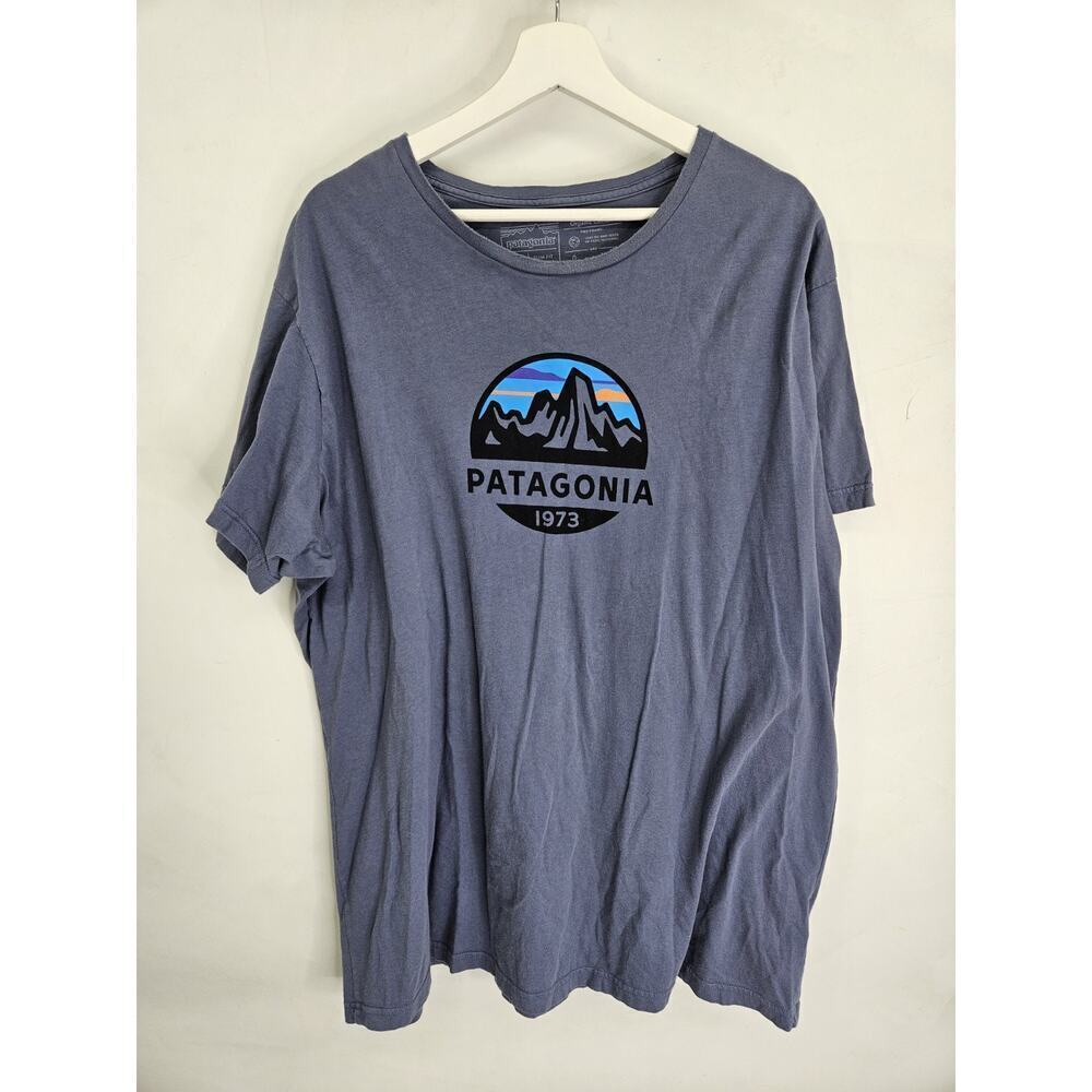 Patagonia Slim Fit T-Shirt Short Sleeve Men’s XXL Logo Organic Cotton Navy Blue